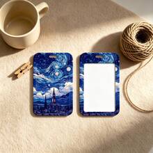 1 Piece Van Gogh Starry Night Print Lanyard With Card Holder, Aesthetic Art ID Badge Holder For Student Office Work, Unique Gift - Multicolor - View 3