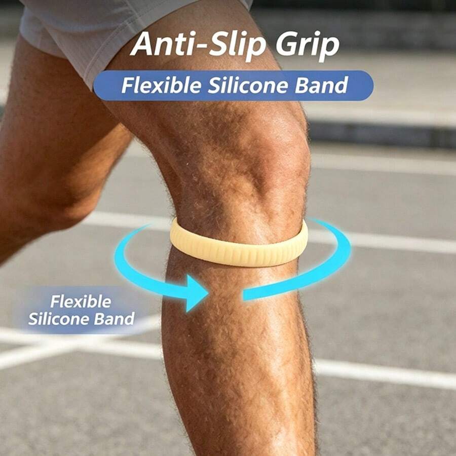 Silicone Thin Patellar Band, Basketball Knee Force Patellar Knee Protection Elastic Rope Ring Loop Elastic Band Sports Knee Protection Elastic Fixation - Multicolor - View 1