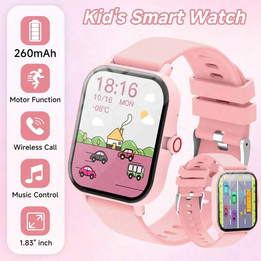 Kids Smart Watch: Supports Wireless Calling, Pedometer, Music Control, Remote Camera, Alarm Clock And More. Compatible With Android/IOS Phones, Equipped With 260mAh Battery. - Multicolor - View 1
