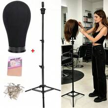 Mannequin Head Set With Adjustable Wig Stand Tripod, Professional Mannequin Canvas Head With Stand For Making Display Wig Making - View 11