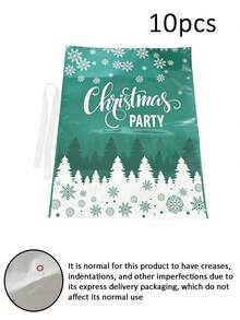 10pcs Christmas Drawstring Gift Bags, Drawstring Closure Design, Convenient For Storing Candies And Small Gifts. Suitable For Christmas Eve Gift Packaging, Can Be Used For Christmas Parties And Home Holiday Decor, Both As Gift Packaging Bags And Christmas Atmosphere Decoration. - Multicolor - View 16