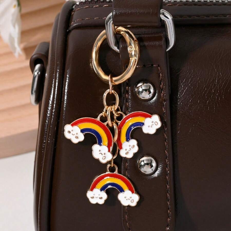 Rainbow Cloud Keychain, Cute Cartoon Bag Charm, Student Backpack Pendant - A - View 1