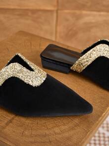 Women's Pointed Toe Design Daily Versatile Fashion Flat Shoes - Black - View 6