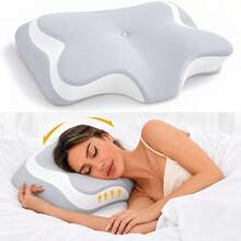 Bantal Kupu-kupu Busa Memori, Bantal Serviks, Bantal Leher Ortopedi Ergonomis - Light Grey - View 7