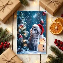 OBOVAY 1 Cute Christmas Card With Envelope, Featuring Adorable Cat Design, Ideal Holiday Greeting Card For Friends, Classmates, Family And Neighbors - View 5
