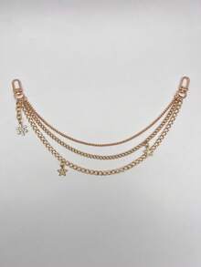 1pc Sweet Cool Style Multi-Strand Layered Chain, Sparkling Crystal Star And Snowflake Pendant Metal Waist/Pant Chain, Fashionable Draping Accessory For Jeans/Handbags/Backpacks, Streetwear Jewelry Accessory For Daily Wear - Multicolor - View 8