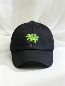 1pc Coconut Tree Casual Polyester Embroidered Letter Baseball Cap, Unisex Adjustable Size Sun Protection Hat, Wide Brim Soft Crown Baseball Cap, Women's Sun Hat, Soft Sweatband, Lightweight, Versatile Classic Style For Outdoor Sports And Daily Wear - One Size - View 2