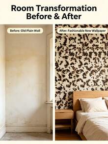 1pc Leopard Print Self-Adhesive Wallpaper, Removable Home Decor Wall Sticker, Waterproof, Moisture-Proof, Easy To Clean Wall Decoration Sticker, Exquisite Plant Mural, Suitable For Home Decor And Wall Art, Ready-To-Use Wall Panel, Wall Covering, Spring Home Decor, Instantly Refresh Your Living Space, Rama Decor - Multicolor - View 7