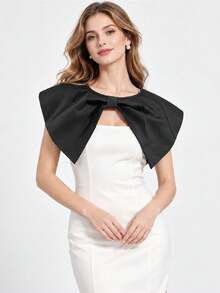 1pc French Elegant Bow Design Women's Shawl, Commute Dress Shirt Layering Decorative Fake Collar - Multicolor - View 1
