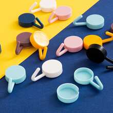 Waterproof Wall Hooks | Compact Plastic Macaron Color Series | Drill-Free Hooks, Suitable For Bathroom, Shower And Door Side | Towel Key Hooks, Car Key Hooks, Practical Bohemian Style Hooks - Multicolor - View 3