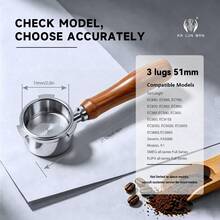 1 buah Gagang Portafilter Espresso Tanpa Dasar / Alat Barista Rumahan / Baja Tahan Karat 304 / Diameter Dalam 51mm / Filter Kepadatan Tinggi / Dapat Dilepas / Kompatibel Dengan Mesin Kopi De'Longhi, Model Spesifik Lihat Gambar Detail - Perak - View 11