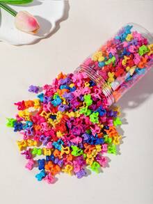 100pcs Girls Colorful Random Color Mini BB Hair Clips, Fashion Fresh Simple Cute Hair Claw Hair Clips, Bangs Hair Accessories For Daily Use - Multicolor - View 1