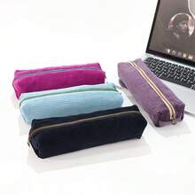 1pc Piece Corduroy Pencil Case With Multiple Colors, Optional Makeup Tools, Portable Storage Bag, Holiday Gift - Multicolor - View 1