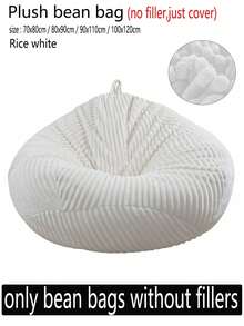 1 PIEZA (sin relleno) Funda de sillón de peluche a rayas Funda de sillón puff gruesa Funda de sillón puff Funda de sofá perezoso Regalos Cumpleaños Graduación Funda de sofá Funda de sofá Decoración de sala de estar Decoración de habitación ZS0H - Beis - Ver 7