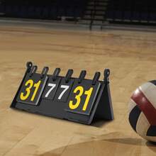 4 Digit Tabletop Flip Scoreboard, Portable Manual Score Keeper, Foldable Triangle Score Counter For Basketball Tennis Ping Pong Football Indoor Outdoor Games - Black - View 6