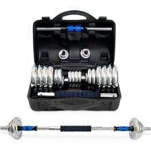Kit Mancuernas Ajustables 30 kg 66 lb con Barra Convertible| Discos Cromados con Estuche de Transporte| para Gimnasio en Casa y Ejercicio| Fácil de Ensamblar - Negro - Ver 2
