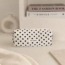 Vintage Small Floral Polka Dot Pencil Case, Large Capacity Storage Bag, Wash Bag, Convenient Carrying Makeup Bag, Suitable For Commuting, Travel, Vacation, Cosmetics, Makeup Brush, Lipstick Storage, Makeup Bag - Multicolor - View 8