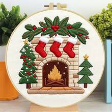 Embroidery Set, 20x20cm/7.9x7.9 Inches, Christmas Castle, 2D Flat Printing Handmade DIY Beginner Embroidery Set, Including Embroidery Cloth,Instruction Manual,Embroidery Frame And Needle And Thread, Handmade Artwork As A Gift For Friends Or Famil - 20x20cm/7.9x7.9 In - View 13