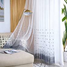 1pc Rod Pocket Nordic Embroidered Sheer Curtain, Translucent Water-Soluble Embroidery Voile Curtain For Balcony, Living Room, Bedroom, Bay Window - Multicolor - View 5