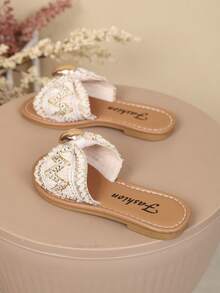 New Beige Girls' Indoor Slippers, Simple & Cute Bedroom Slippers, Suitable For Home Casual Wear - Beige - View 3