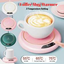 USB Smart Cup Warmer, Thin Cup Heater With LED Display, Constant Temperature Cup Mat, Office Smart Beverage Heater, 3 Temperature Settings, Suitable For Autumn/Winter Outdoor Camping, Picnic, Kitchen - View 3