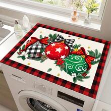 1pc Christmas Decorative Pattern Diatomaceous Earth Absorbent Mat, Kitchen Countertop Water-Absorbing Drying Pad, Coffee Machine Mat, Pour-Over Coffee Pot Mat, Dish Drainer Mat, Non-Slip Heat-Resistant Kitchen Mat, Table Mat, Breakfast Mat, Washing Machine Mat, Home Kitchen Dining Table Coffee Shop Bar Decorative Mat, Holiday Party Housewarming Gift - Multicolor - View 1