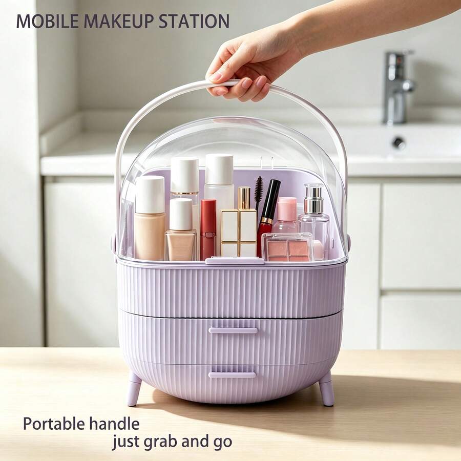 High-Quality Transparent Dust-Proof Cosmetic Storage Box, Desktop Lipstick Organizer, Makeup Brush Holder, Skincare Product Storage Rack - View 1