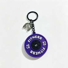 Fitness Weight Plate Keychain 45LB Gym Bag Charm With Horse Pendant Gift Letter Casual Silicone Keychain All Year - A - View 8