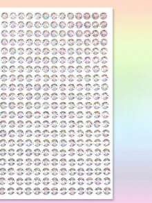One New Autumn Style 6mm Uniform Size Iridescent Laser Rhinestone Gem Face Sticker, Used For Facial Makeup And Decorative Stickers, Y2k Face Sticker Shop DIY Professional Supplies And Tools. - Multicolor - View 6