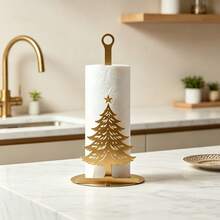 1pc Christmas Tree Hollow Iron Art Kitchen Paper Towel Holder,Desktop Christmas Decoration, Suitable For Home Kitchen Countertop Storage, Sturdy And Elegant, Universal Golden/Black Model - Multicolor - View 7