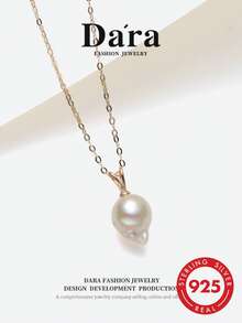 DARA Sea Water Pearl Pendant S925 Sterling Silver 8-9mm Baroque Pearl Minimalist Luxury Gift For Mother And Wife - Gold - View 1