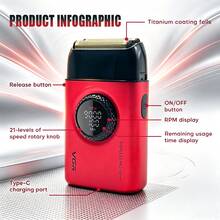 VGR Professional Triple Foil Shaver Adjustable Trimmer Digital Display Electric Shaver Versatility High-Efficiency Electric Razor Men's Shaving Machine V-378 - Multicolor - View 5