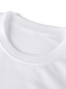 DOPE | American Minimalist Side Vertical Letter Print White Sweatshirt Men Loose Crew Neck High Street Casual Pullover - White - View 7