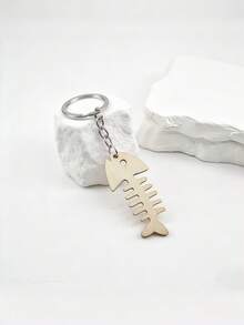 New Hot-Selling Handmade DIY Solid Color Wooden Fish Keychain 1pc, Creative Wooden Fish Bone Keychain Pendant, Creative Holiday Gift For Lovers And Friends, Creative Gift For Girlfriend, Holiday Gift, Phone And Car Accessories Key Ring, Holiday Creative Small Gift For Giving, Event Gift - Multicolor - View 8