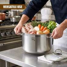 Geezy Stainless Steel Stock Pot With Glass Lid - Induction Base, All Hob Compatible, Riveted Handles, Vented Cover, Dishwasher Proof - Essential Cooking Pan For Soups, Stews, Curry, Biryani - View 5
