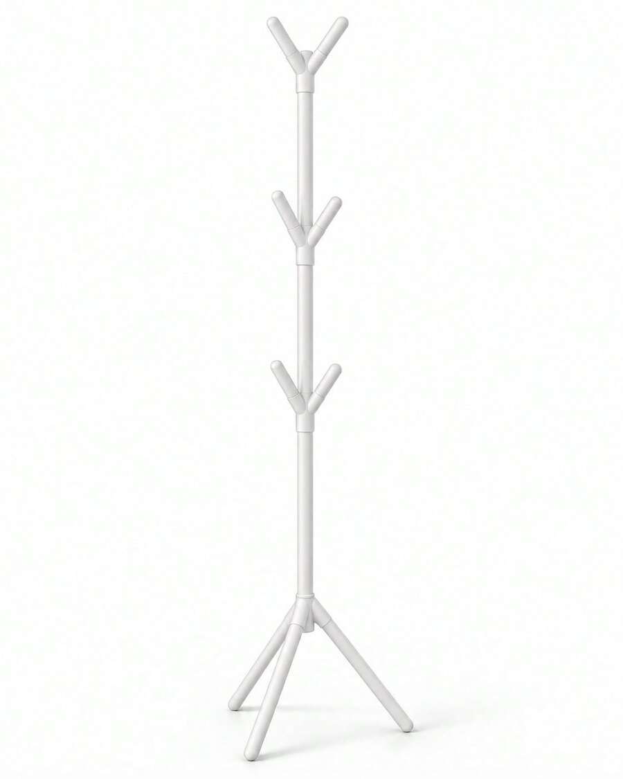 Perchero minimalista de pie con diseño de árbol | Almacenamiento estable con 6 ganchos | Sin taladros, ideal para espacios pequeños