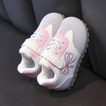 Girls' Bow Embroidery Training Shoes, Spring/Autumn New Baby Walking Shoes, Soft Sole, Anti-Slip, Hook And Loop Casual Shoes - Pink - View 6