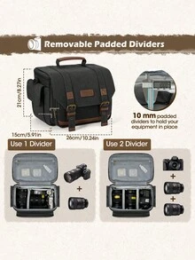 NEWHEY Professional One Shoulder Camera Bag, Suitable For DSLR/Mirrorless Cameras, Small Camera Storage Bag, Customizable Dividers, With Tripod Mount And Rain Cover - Multicolor - View 6