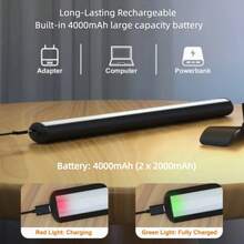 1PC Black/Gold No-Drill USB Rechargeable Wall Art Light, Magnetic Vanity Light Bar, Oil Painting Fill Light Wall Lamp, Suitable For Mirror, Makeup Vanity And Bedside Touch Light - Long Strip - View 7