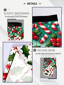 4pcs Men's Creative Underwear, Christmas Print, Knitted Fabric, Quick Dry & Breathable, Long Leg Boxer Briefs, Suitable For Sports And Casual Wear - Multicolor - View 5