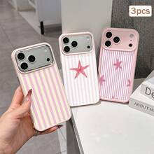3 buah Casing TPU Motif Garis Anti Jatuh Perlindungan Penuh Presisi Kompatibel dengan Apple 11/12/13/14/15/16/16Pro/16ProMax/17/17pro/17ProMax/18pro 18ProMax - MultiWarna - View 2