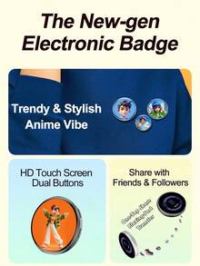YAIUZGOO Smart Digital Display Badge, Connects To Phone, Supports Custom Photo And Video Upload, Electronic Brooch, Rechargeable Screen Brooch, Creative Personalized Accessory, Suitable For Bags, Backpacks, Clothing, Birthday And Valentine's Day Gifts - View 5