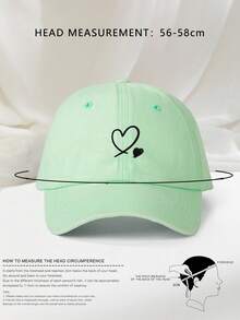 1pc Embroidered Double Heart Washed Baseball Cap, With Two Heart Patterns, Outdoor Sun Hat, Baseball Cap, Unisex Style, Essential Item For Outings. - Baseball Cap - View 6