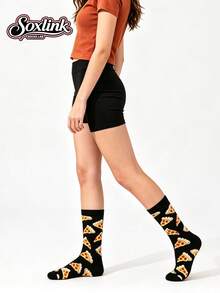 1 Pair Unisex New Food Pizza Pattern Long Socks, Fashionable And Versatile - Multicolor - View 4