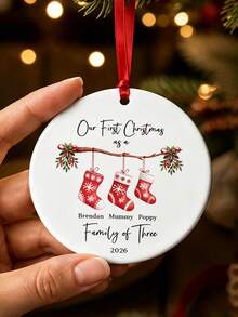 Personalized Home Christmas Decor, Christmas White Ceramic Slice Hanging Ornament, Ceramic Keepsake, Christmas Tree Decoration/Hanging Ornament, Home Decor, Name Tag, Special Gift, Commemorative Plaque, Holiday Birthday Party Hanging Tag - White - View 6