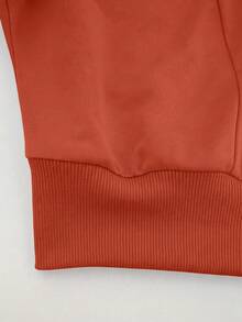 Speed mate Women's Oversized Drop Shoulder Sweatshirt - Solid Color Long Sleeve Crew Neck Pullover, Suitable For Autumn/Winter | Casual Loose Athletic Style Sweatshirt - Coral Orange - View 7
