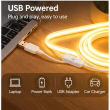 Warm Light Flexible Neon LED Strip, With Shaping Function, USB Interface Button Switch Brightness, Suitable For Indoor Decoration Patterns, Kitchen Lighting Mirror Fill Light, A Gift For Girlfriend To Make Her More Beautiful - Multicolor - View 9