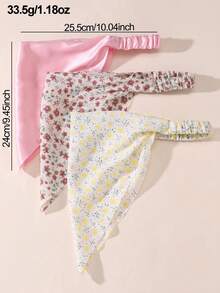 3pcs/Set Floral Triangle Headband Elastic Headwrap Country Style Printed Hair Scarf Suitable For Daily Decoration - Multicolor - View 4