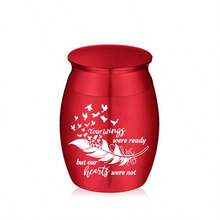 Small Keepsake Urns For Human Pet Ashes - Green/Red - Share Urn With Family & Friends Mini Cremation Urns With Feather Seagull Pattern Aluminum Alloy Memorial Ashes Holder - Multicolor - View 7