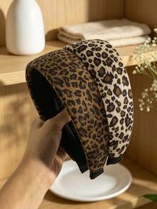 2PCS Vintage Leopard Print Wide Headband For Women, High Crown Design, Covers White Hair, Non-Slip, Anti-Fall, Comfortable Fit, Versatile For Outings, Parties, Travel, Photos, Home, Commuting, Premium Head Accessory, Holiday Gift - Multicolor - View 5